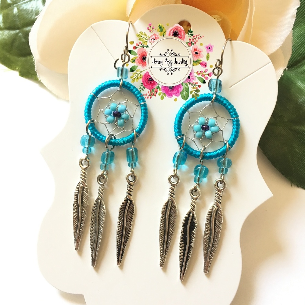 Boho earrings dream catcher bohemian